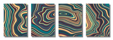 Abstract psychedelic groovy set background. Vector illustration.