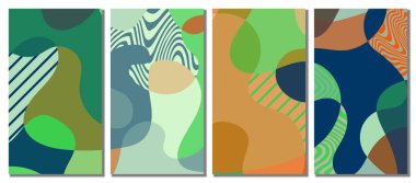 Abstract wavy set background. Vector illustration.