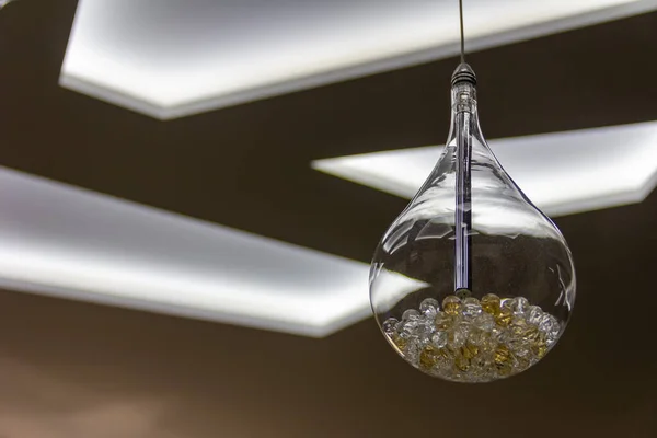 Современный Потолок Освещением Лампами Абстрактным Дизайном — стоковое фото