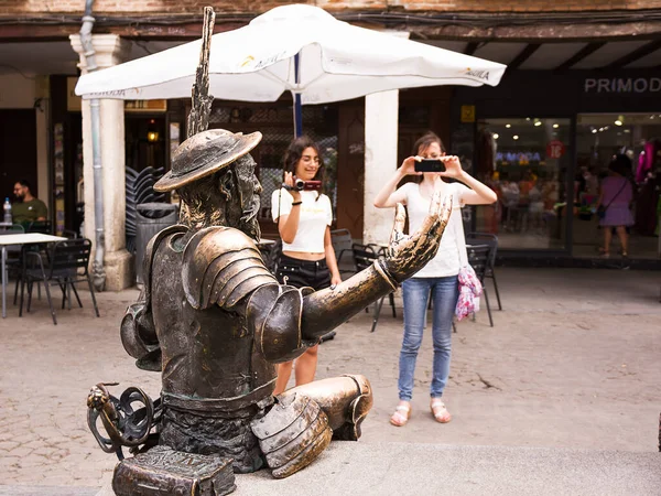 Alcala Henares Spain June 2022 Detail Statue Don Quixote Foreground — Foto de Stock