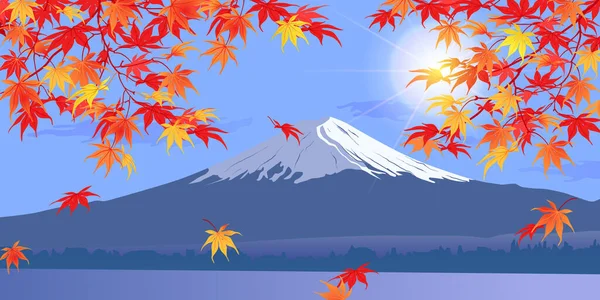 Branches Automne Sur Fond Mont Fuji Automne Est Moment Chute — Image vectorielle