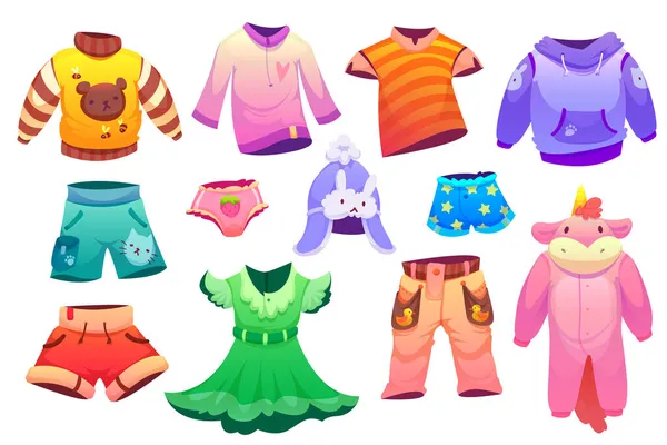 Erkekler ve kızlar için çocuk kıyafetleri. — Stok Vektör