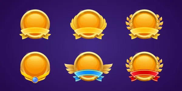 Insignias de oro para ganar en el juego — Vector de stock