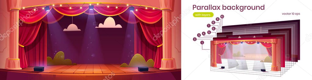 Parallax background for game, 2d cartoon theater