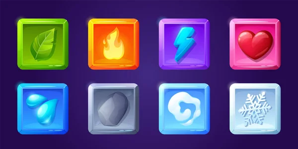App-Symbole, quadratische Tasten, Cartoon-Menü — Stockvektor
