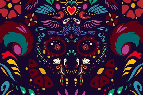 Dia de los muertos ornamento de dibujos animados, fondo — Vector de stock