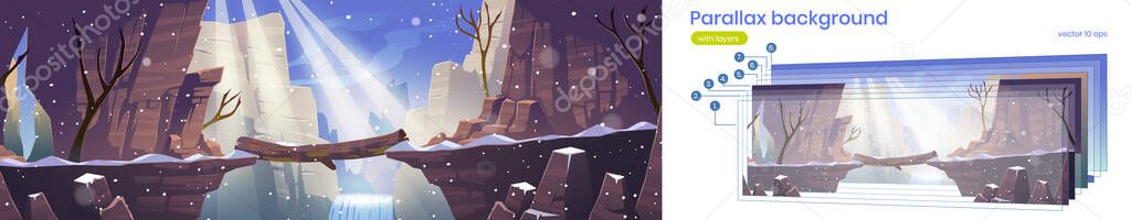 Parallax background with winter landscape