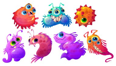 Çizgi film sevimli mikroplar, virüsler, mikroplar ve bakteriler