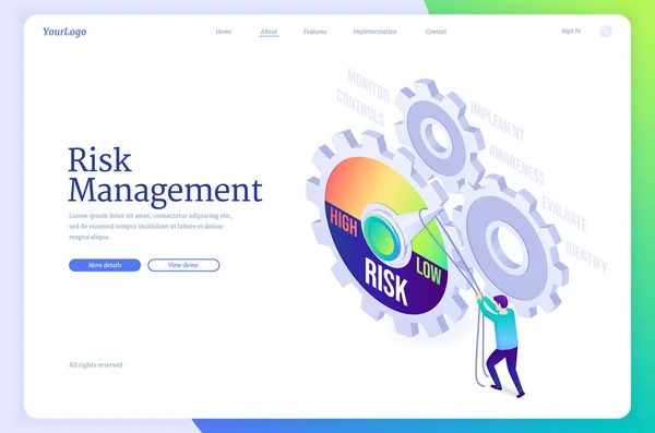 Banner vectorial de gestión de riesgos en el negocio — Vector de stock