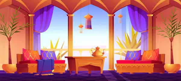 Interior da sala de estar em estilo árabe — Vetor de Stock