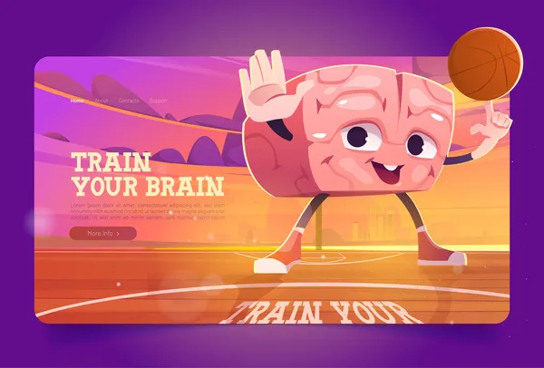 Εκπαιδεύστε το banner του εγκεφάλου σας με παίκτη μπάσκετ — Διανυσματικό Αρχείο