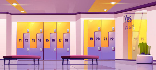 Locker room, school or gym dressing empty area