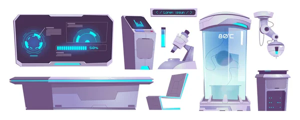 Modern science laboratory equipment, microscope — Stock Vector