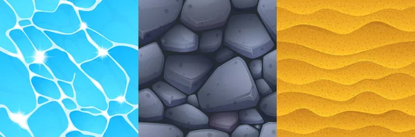 水、石や砂のパターンのゲームのテクスチャ — ストックベクタ