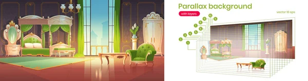 Paralaxe fundo com interior de quarto de luxo —  Vetores de Stock