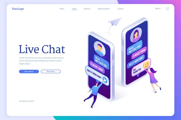 Chat en direct, service client en ligne — Image vectorielle