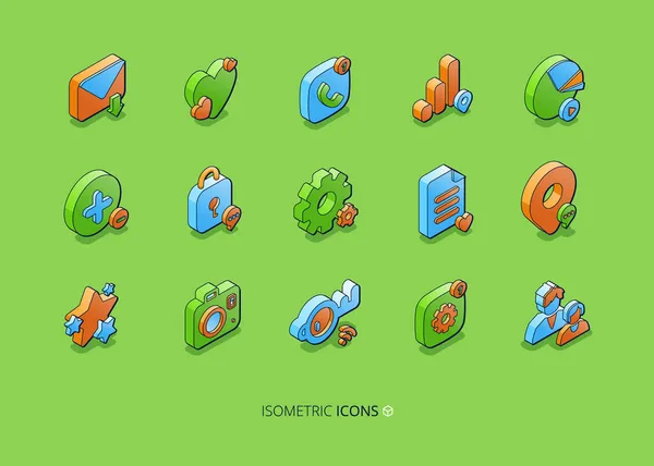 Set di icone isometriche dei social media simboli smm 3d — Vettoriale Stock