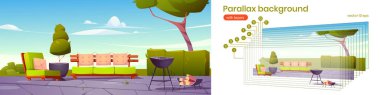 Parallax arka plan verandası, kır evi avlusu