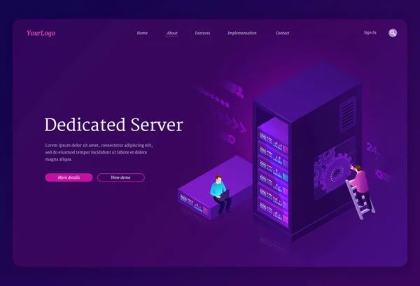Dedicated server banner, Internet hosting service — Stockvector