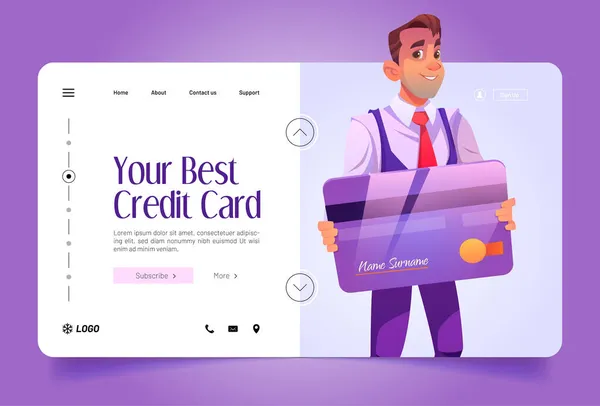 Your best credit card cartoon landing page banking — Stock Vector