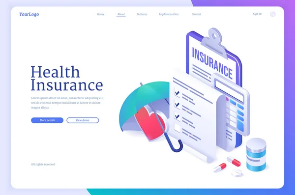 Vektor banner för sjukförsäkring — Stock vektor