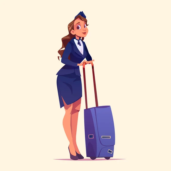 Stewardessa, stewardessa z dziewczyną z bagażu — Wektor stockowy