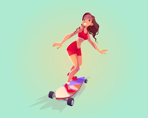 Cute girl riding on skateboard