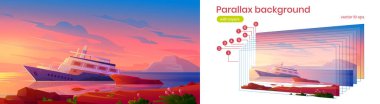 Parallax arka planı okyanusta batmış bir yolcu gemisi.