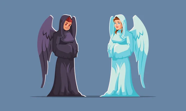天使と悪魔善と悪の翼を持つキャラクター — ストックベクタ