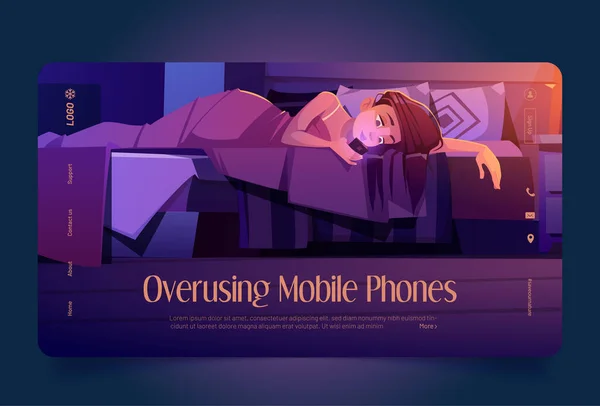 Υπερβολική χρήση κινητών τηλεφώνων, Internet addiction banner — Διανυσματικό Αρχείο