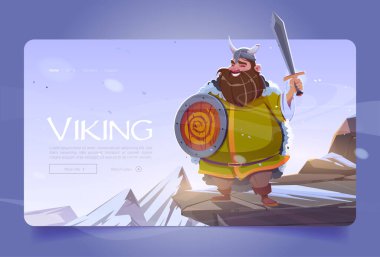 Viking bayrağı, dağdaki İskandinav savaşçısı