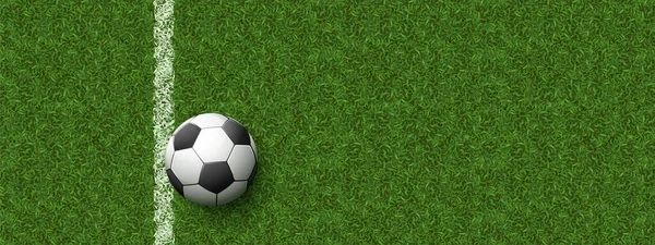Ballon de football sur terrain avec herbe verte — Image vectorielle