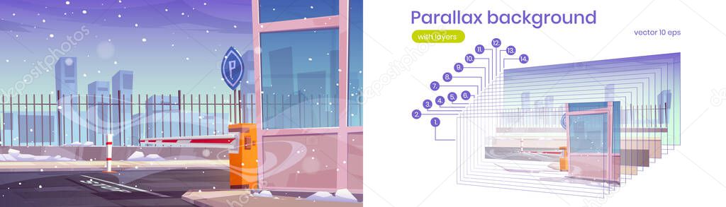 Parallax background with automatic car barrier