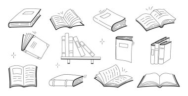 Edebiyat çizimleri, açık ve kapalı kitaplar.