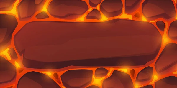 Background of hot liquid lava with stones — Vettoriale Stock
