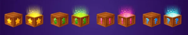 Cajas de madera iconos para el diseño de gui juego — Archivo Imágenes Vectoriales