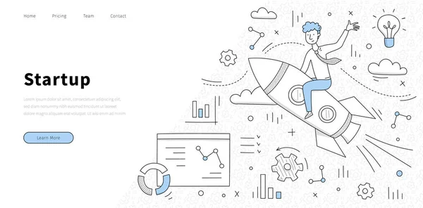 Vector landing page of business startup — Stock Vector