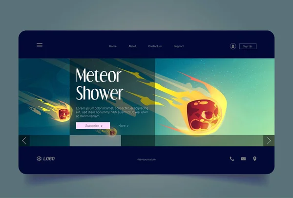 Meteor sprchový prapor s padajícími ohnivými koulemi na obloze — Stockový vektor