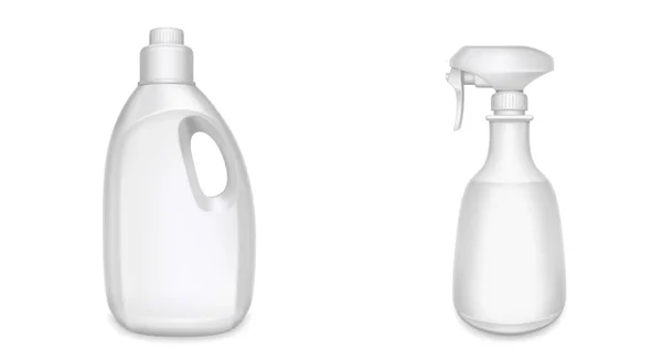 Plastic bottles for household chemicals, detergent — 图库矢量图片
