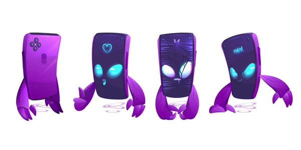 Cute smartphone character front and back view — стоковый вектор