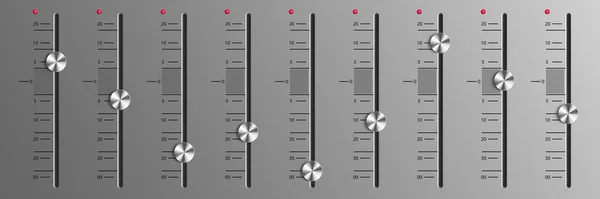 Control deslizante, mezclador de sonido, nivel de volumen, equilibrio del canal — Archivo Imágenes Vectoriales