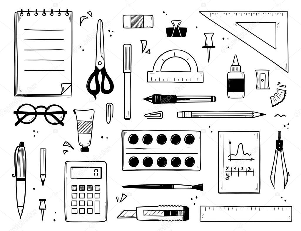 Sketch of school and office stationery
