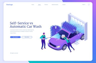 Self-service, automated car wash isometric landing