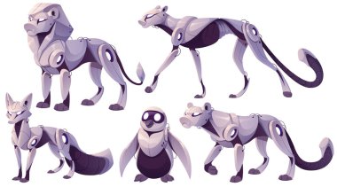 Robot hayvanlar panter, aslan, tilki, penguen, çita