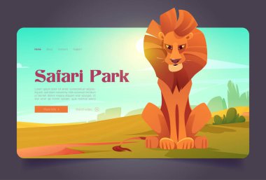 Savanada şirin aslanlı Safari park afişi