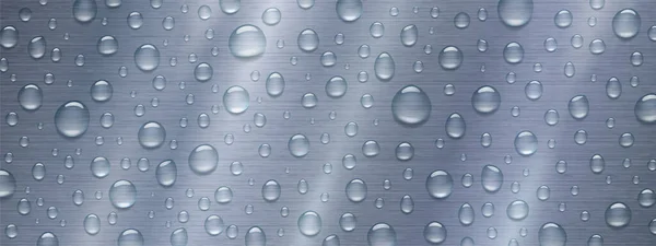 Gotas de água no fundo de metal, gotas de chuva — Vetor de Stock