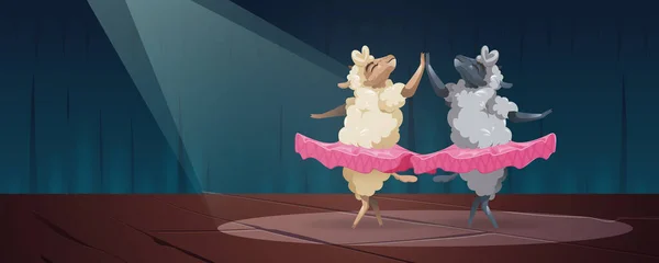 Ballet de danse de mouton mignon sur scène animaux ballerine — Image vectorielle