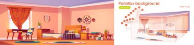 Yatak odası boho tarzında parallax arkaplan