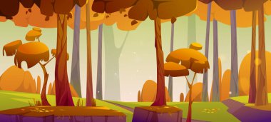 Turuncu yapraklı sonbahar orman manzarası