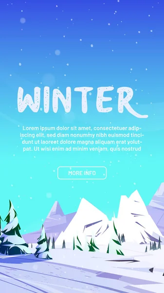 Banner web con montagne invernali, natura del nord — Vettoriale Stock